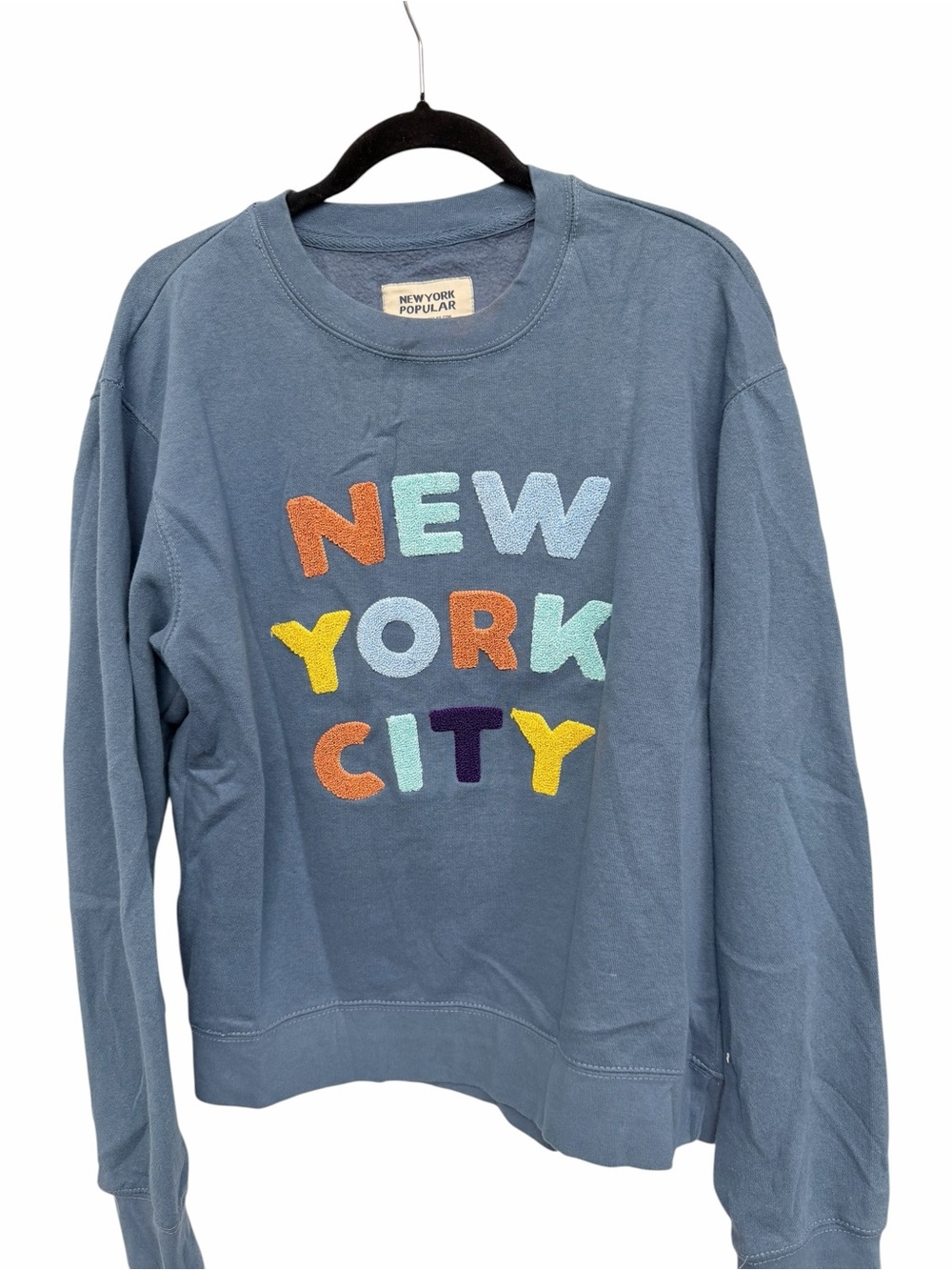 New York Popular Women's Slate Blue 'New York City' Embroidered Sweatshirt